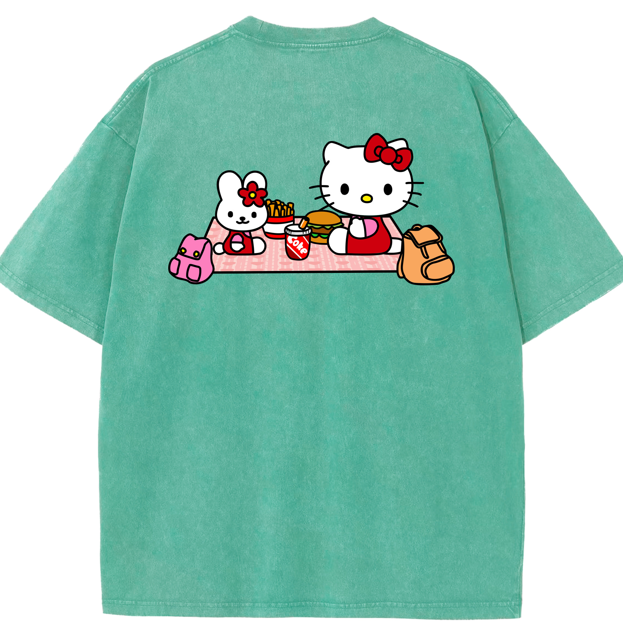 （画像用） Hello Kitty ハローキティ 綿100% ヴィンテージ風 半袖Tシャツ（背面プリント）